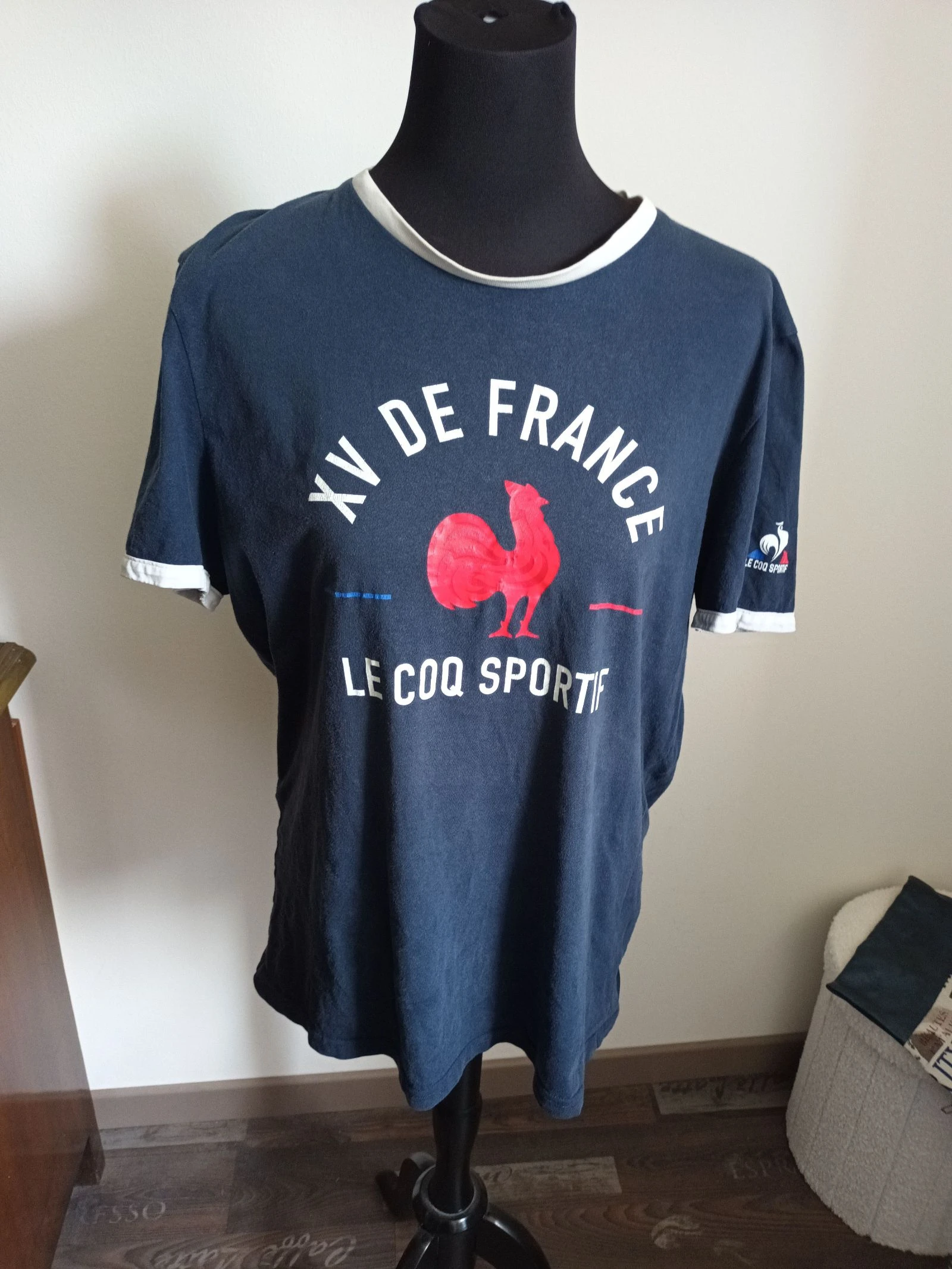 T-shirt XV de France Le Coq Sportif Maat L scheuren logo coq – photo 5